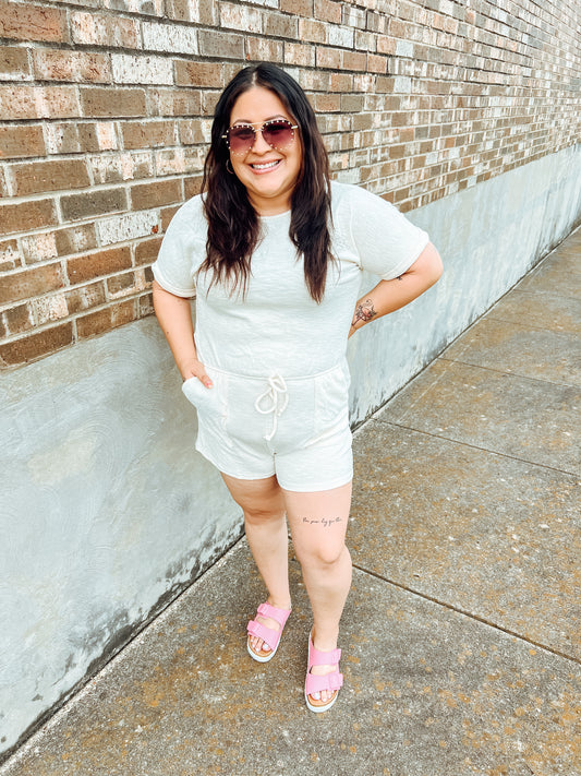 RIBBED IVORY ROMPER