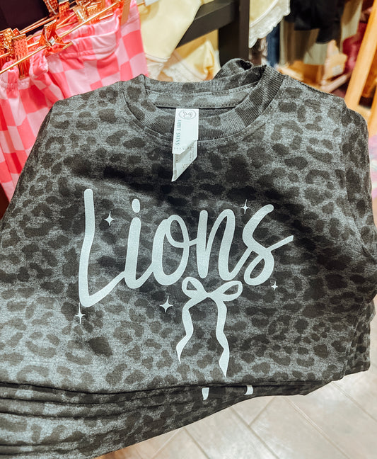 GLITTER LIONS BOW BLACK LEO TEE