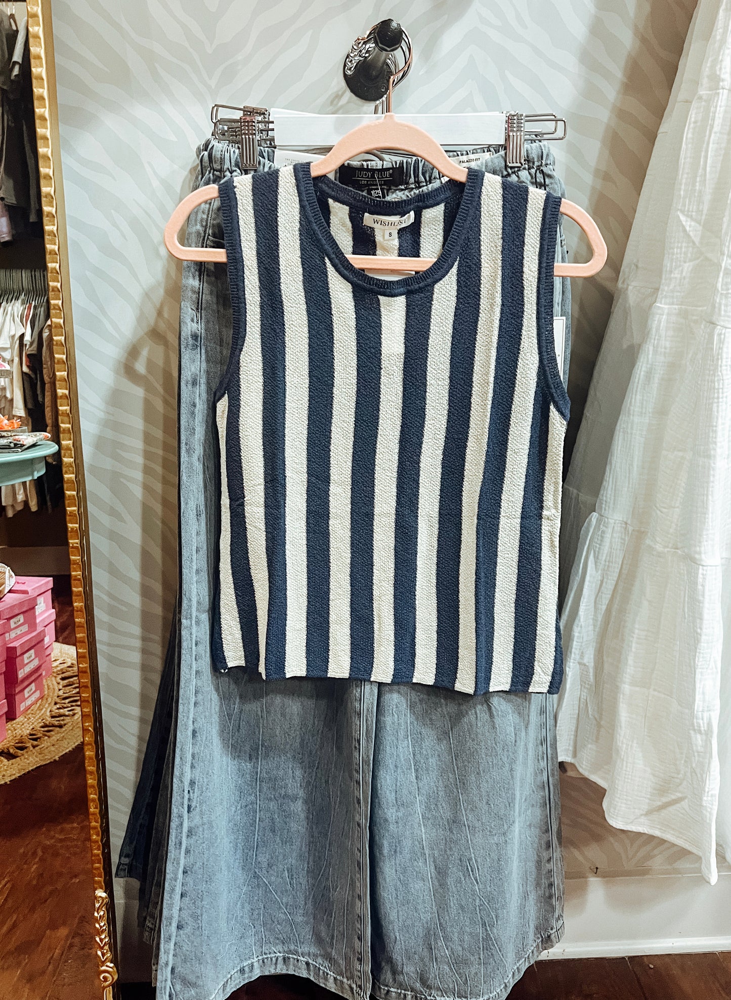 NAVY WHITE STRIPED TANK