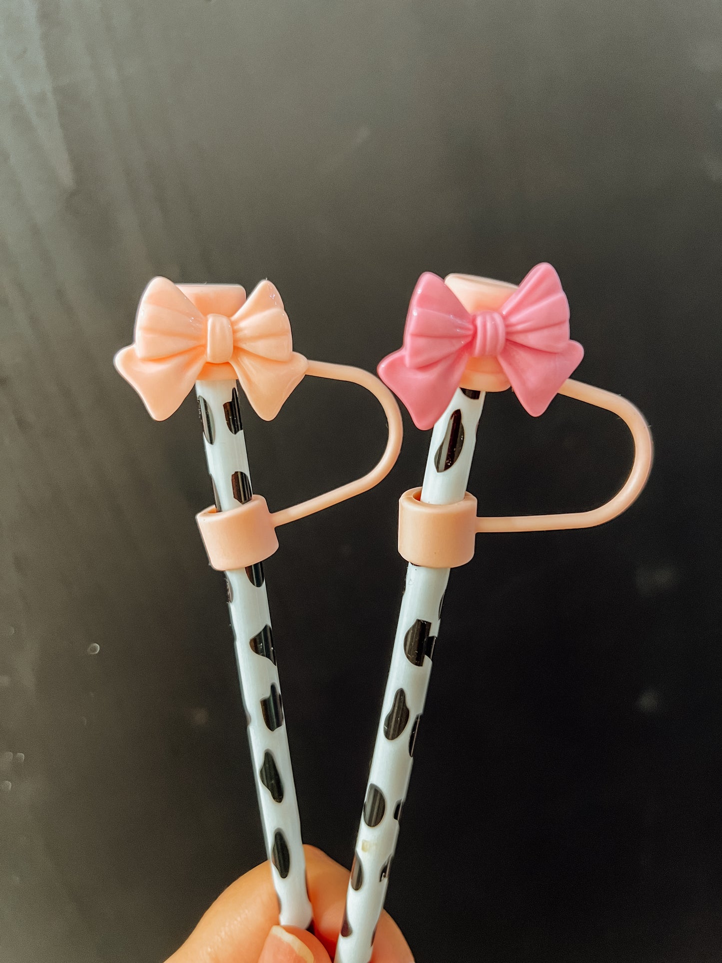 PINK BOW STRAW TOPPER
