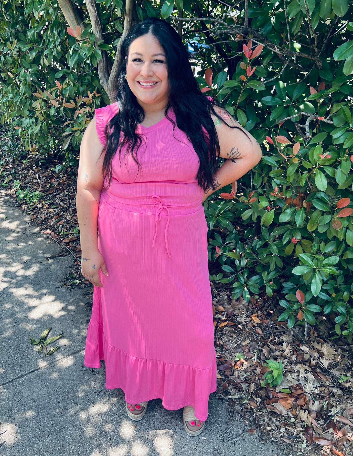 RUFFLE TOP & LACE UP SKIRT SET