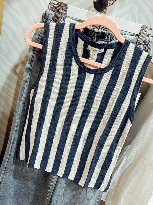 NAVY WHITE STRIPED TANK