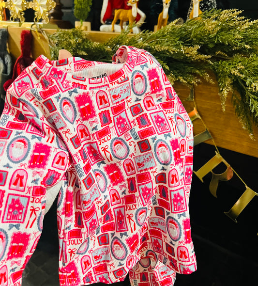 PINK XMAS COLLAGE LOUNGE SET