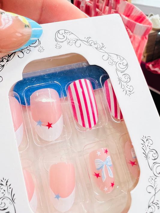 STAR BOWS & STRIPES PRESS ONS