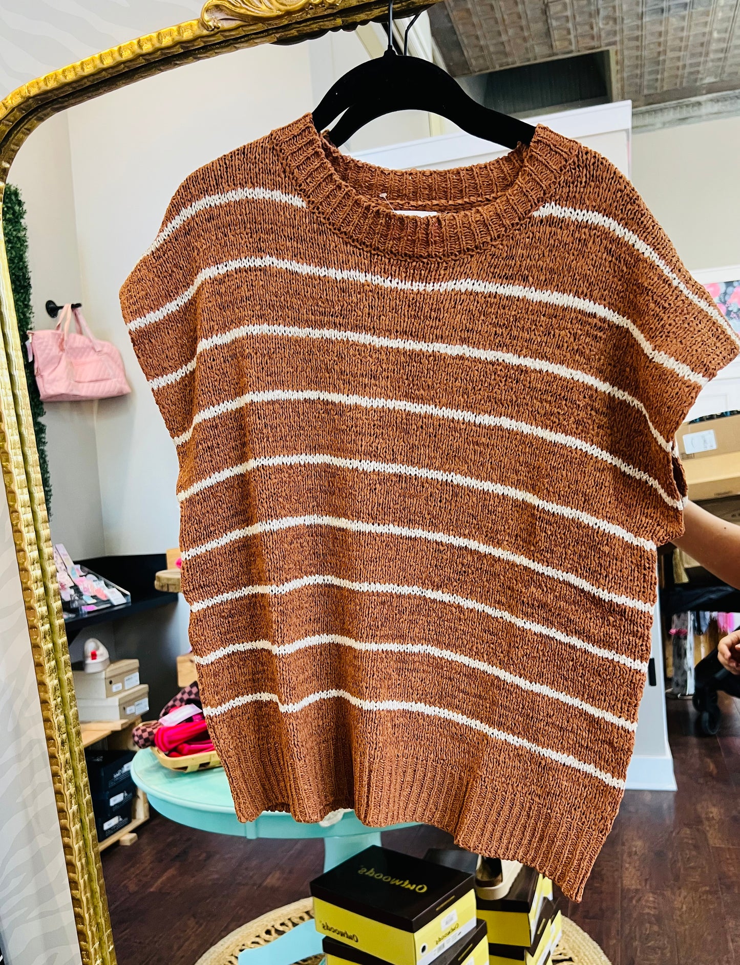 CAMEL STRIPED TOP