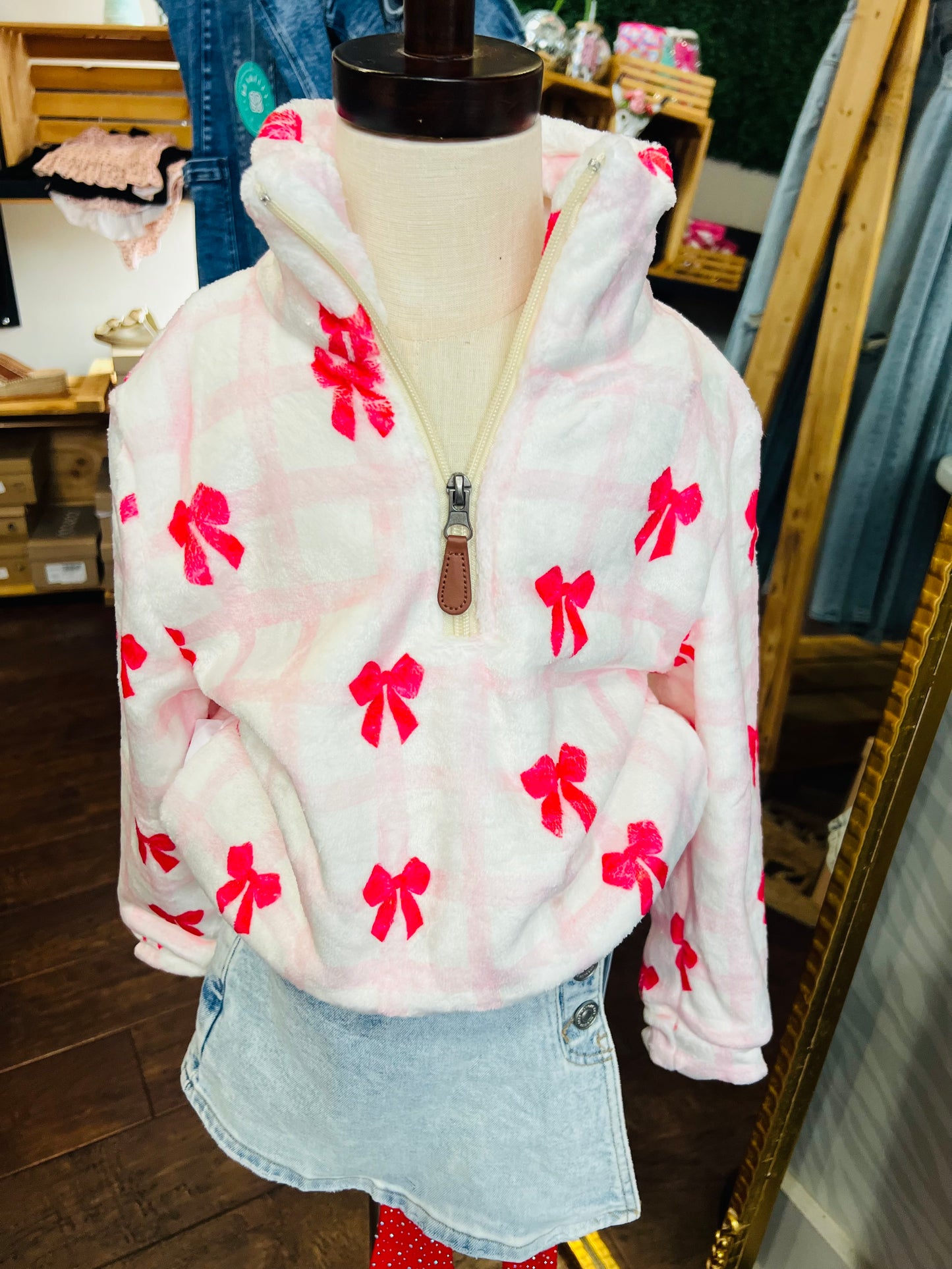 PINK & RED BOW PULLOVER