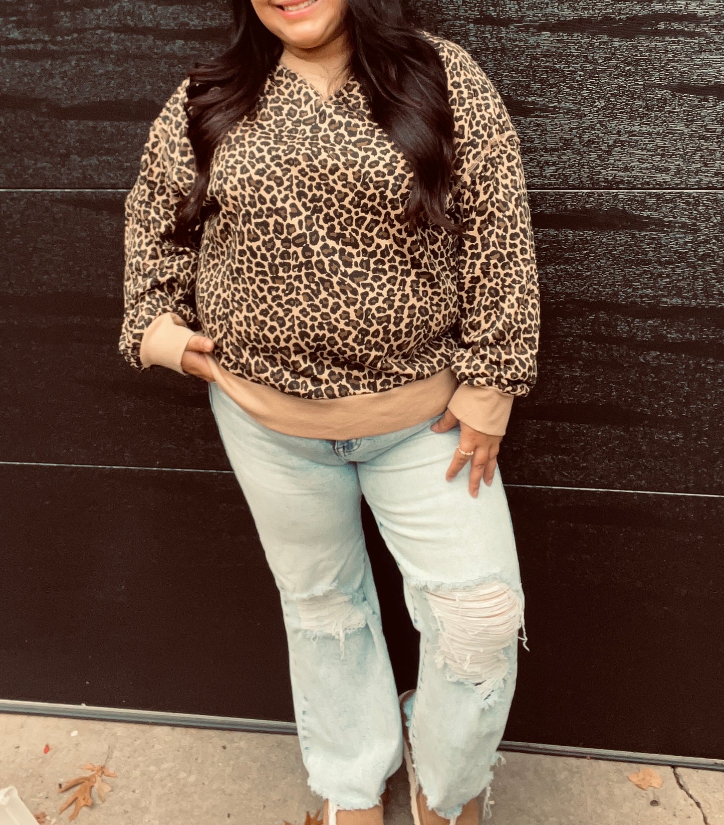 LEOPARD KNIT CASUAL TOP