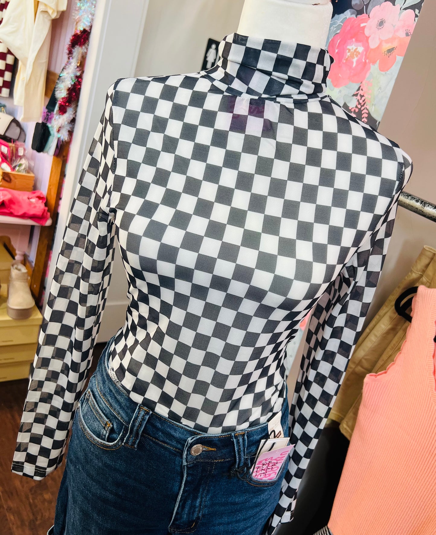 CHECKERED BODYSUIT