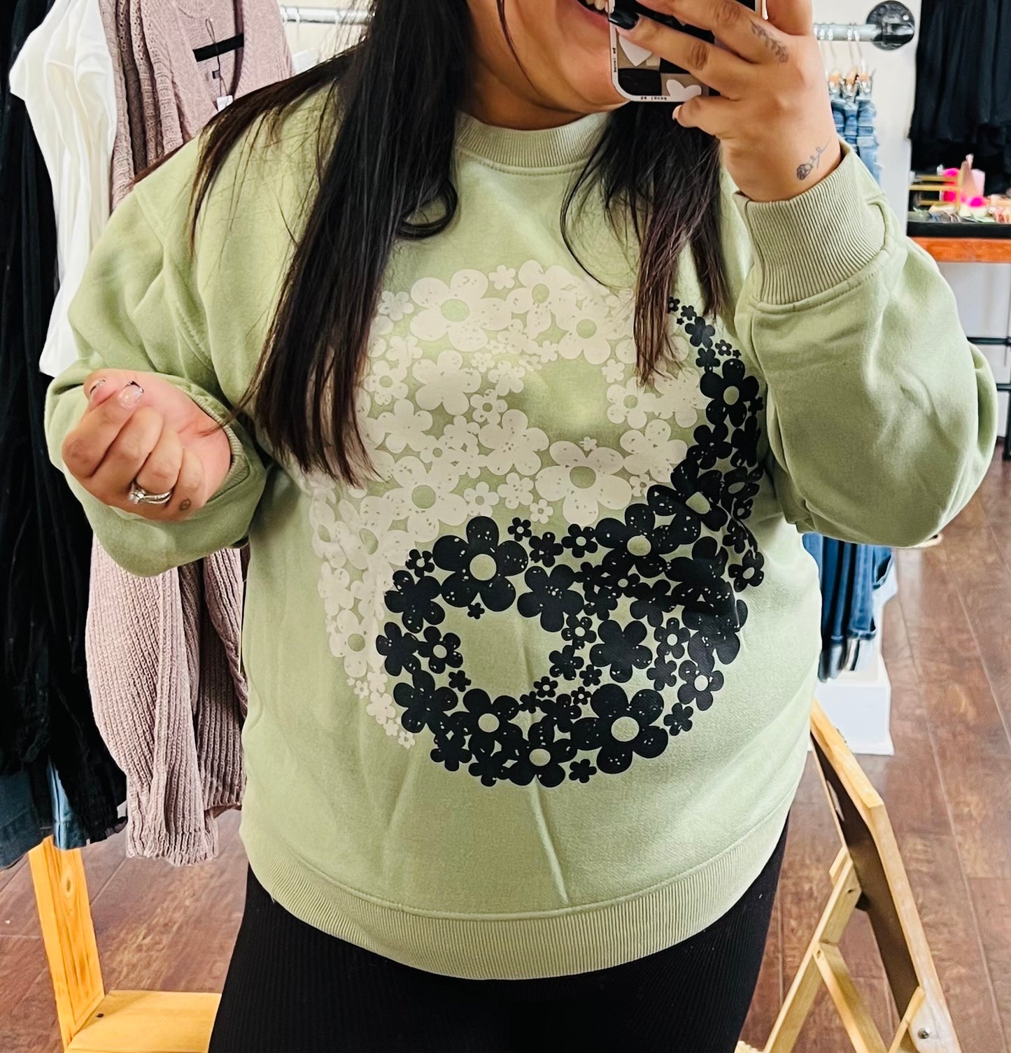YING YANG FLORAL SWEATER