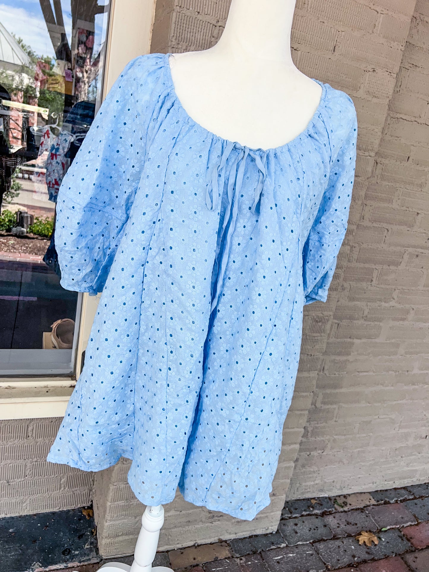 SKY BLUE EYELET ROMPER