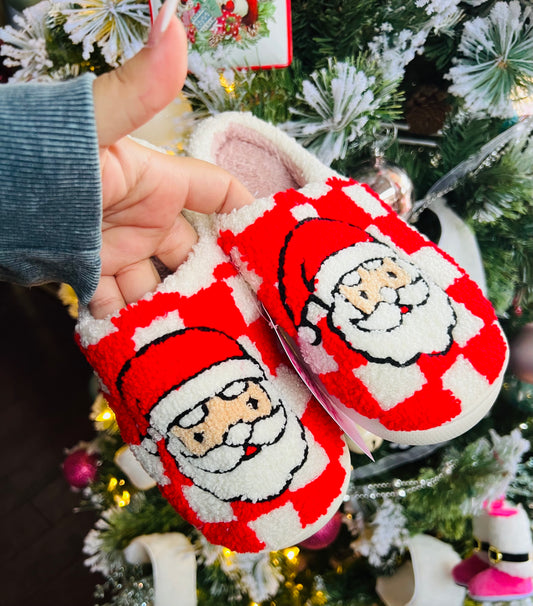 CHECKERED SANTA SLIPPERS