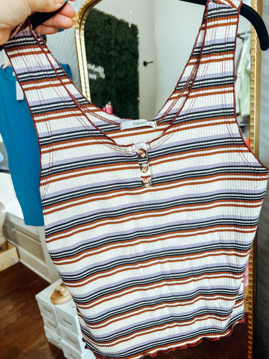 MOCHA SUMMER STRIPED TANK