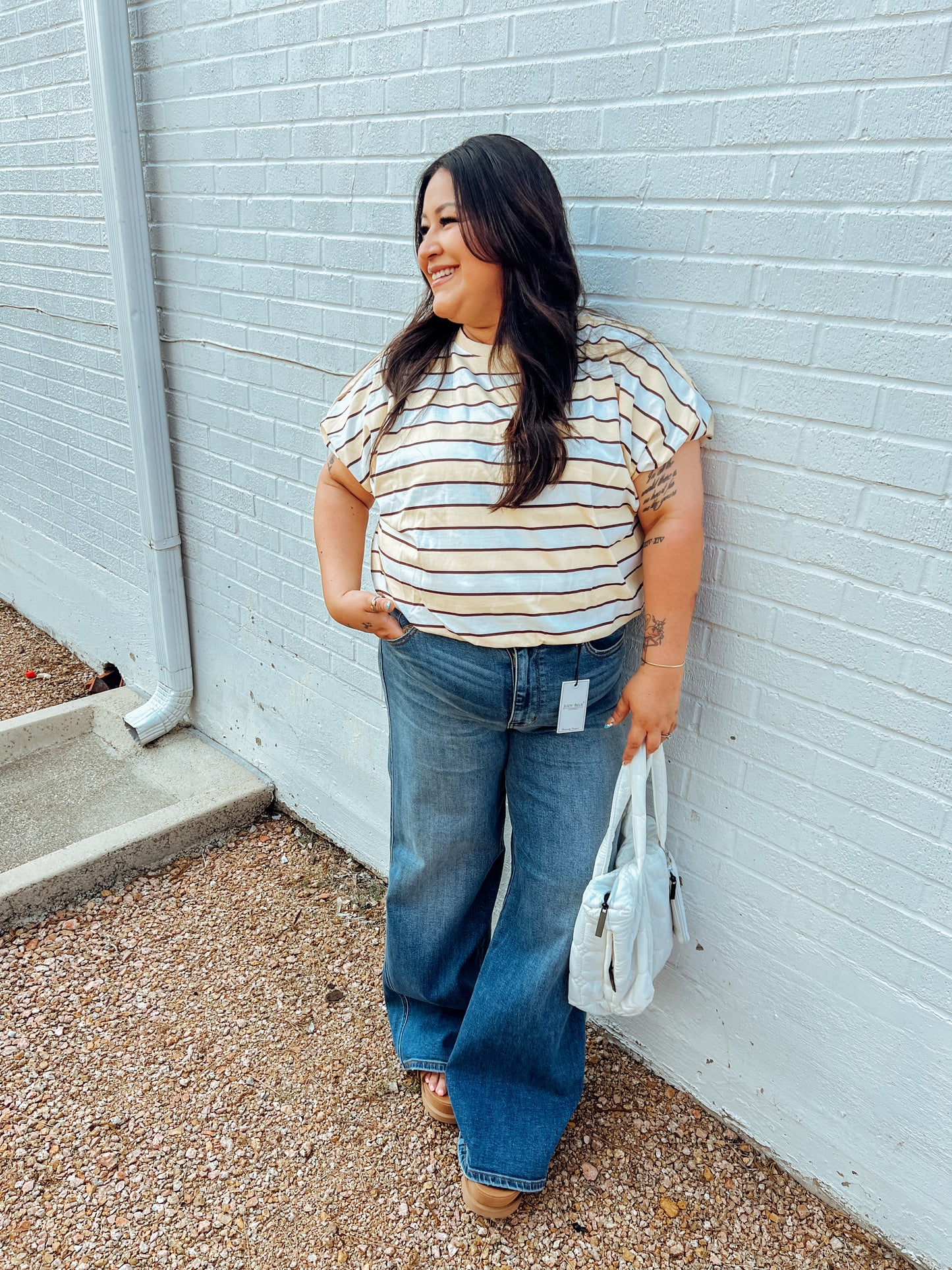 TAUPE CHOCO BUBBLED HEM TOP