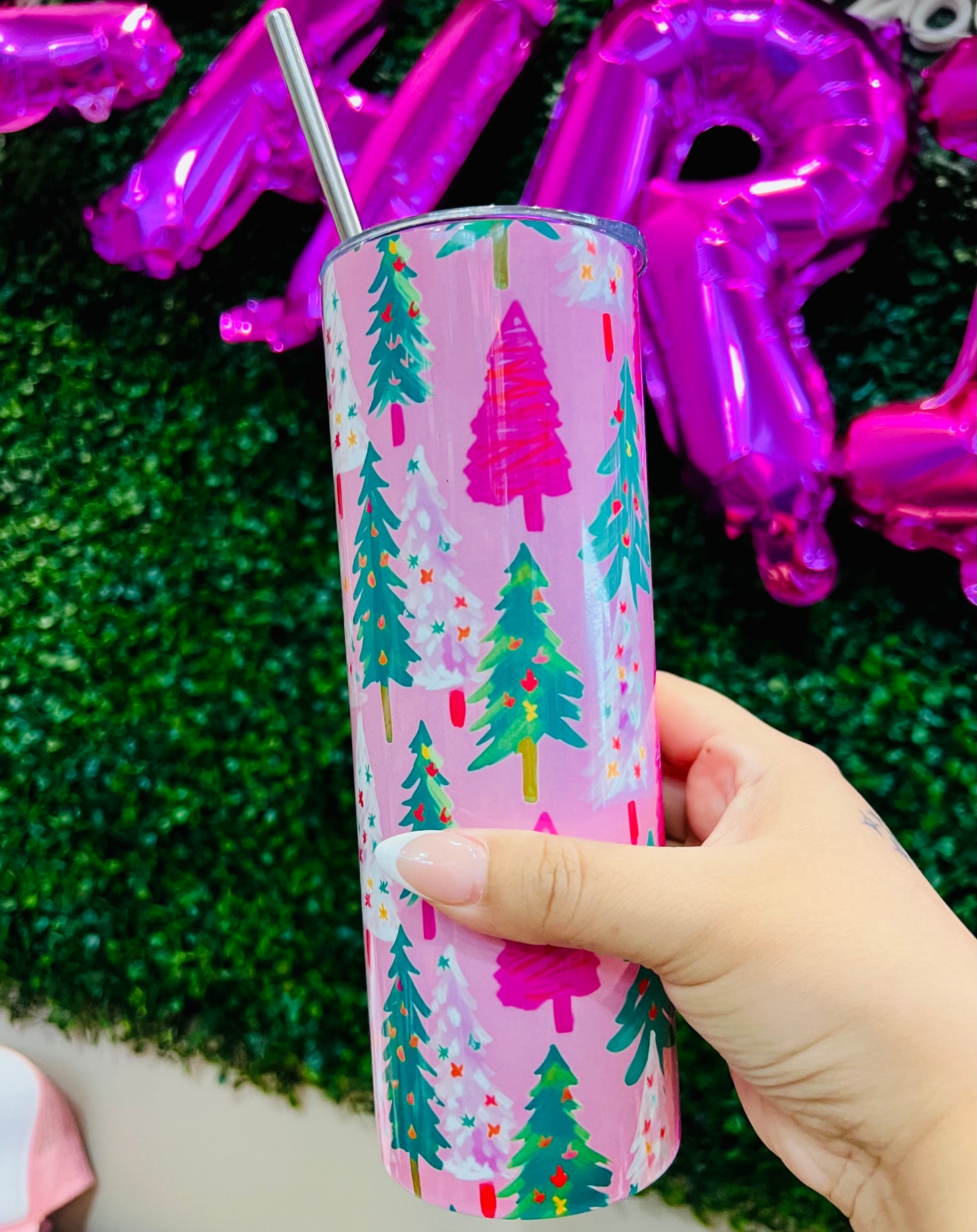 PINK CHRISTMAS TUMBLER