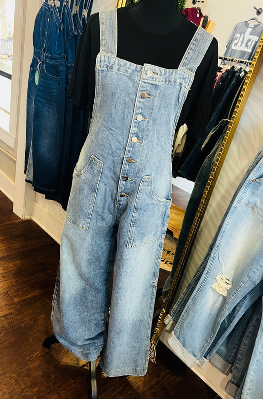 DENIM WIDE LEG OVERALL