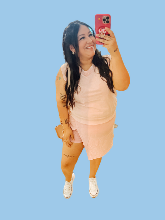 PINK TANK & SPLIT SKIRT SET