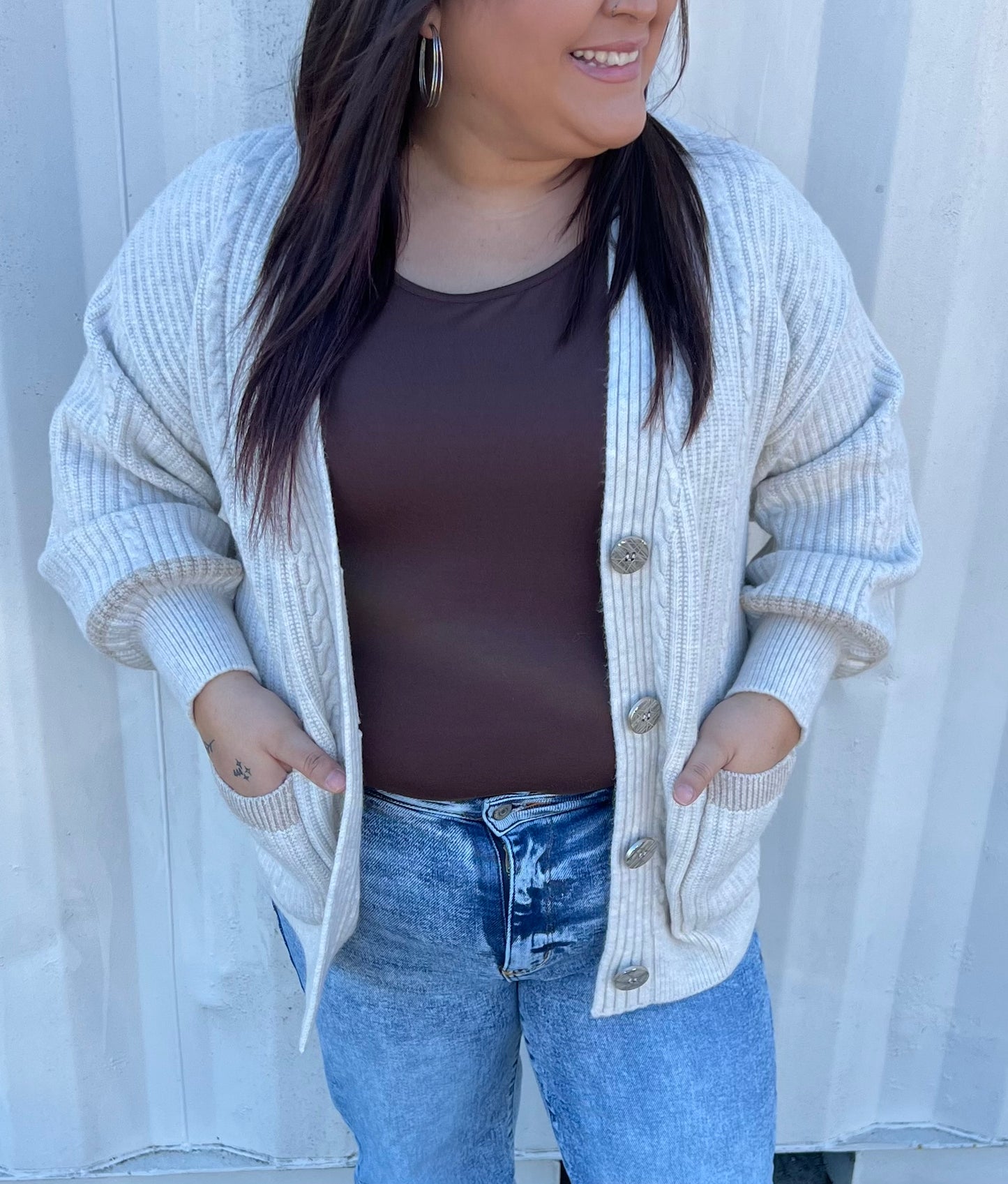 CABLE KNIT OAT CARDI