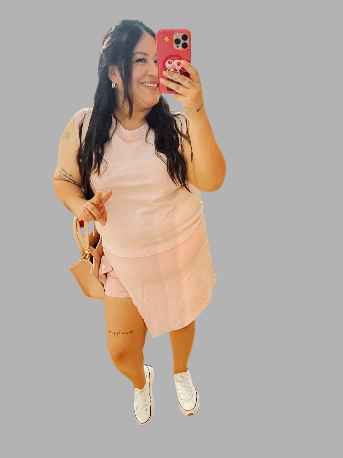 PINK TANK & SPLIT SKIRT SET