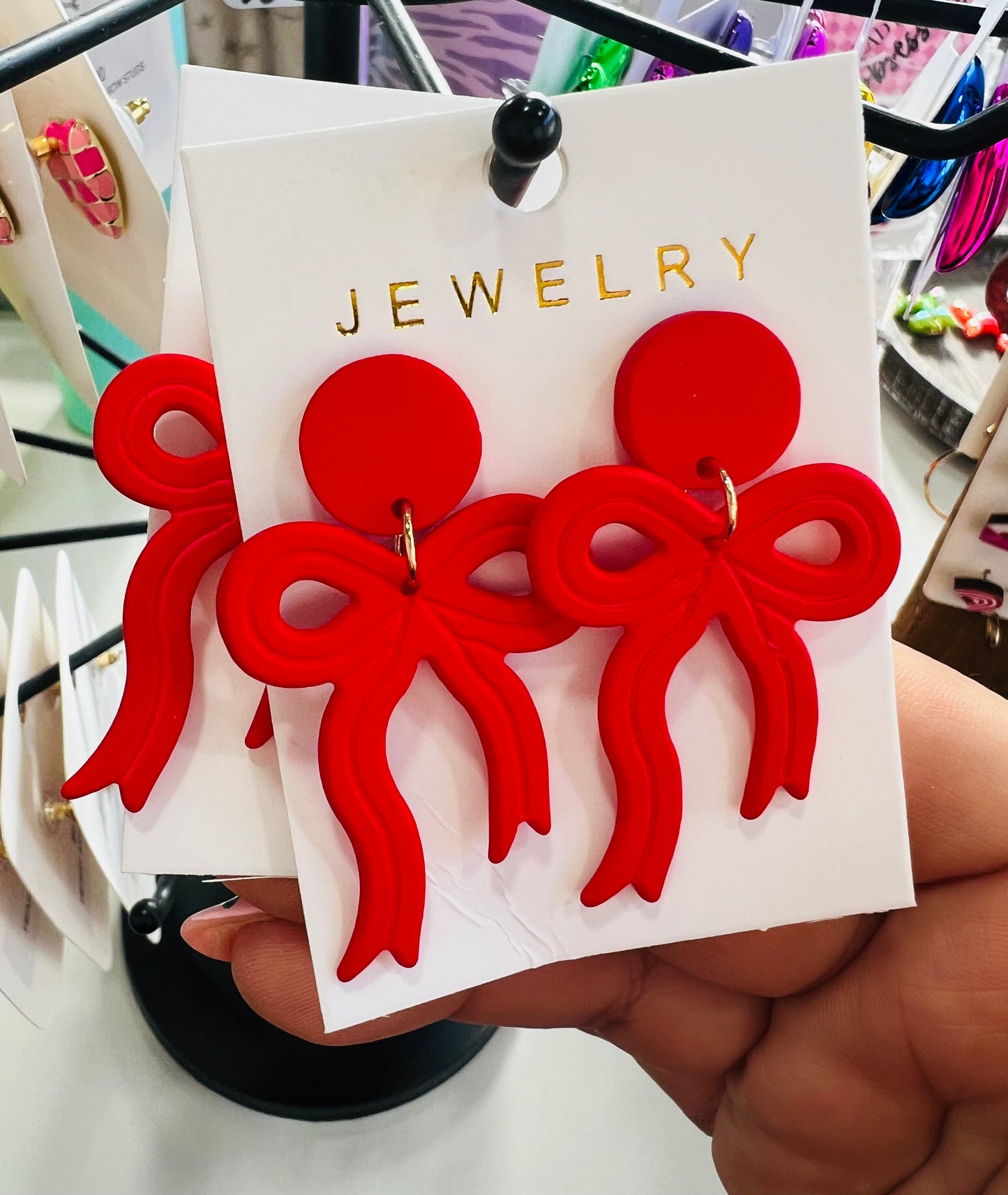 RED BOW EARRINGS