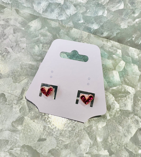 ROSE RED HEART EARRINGS