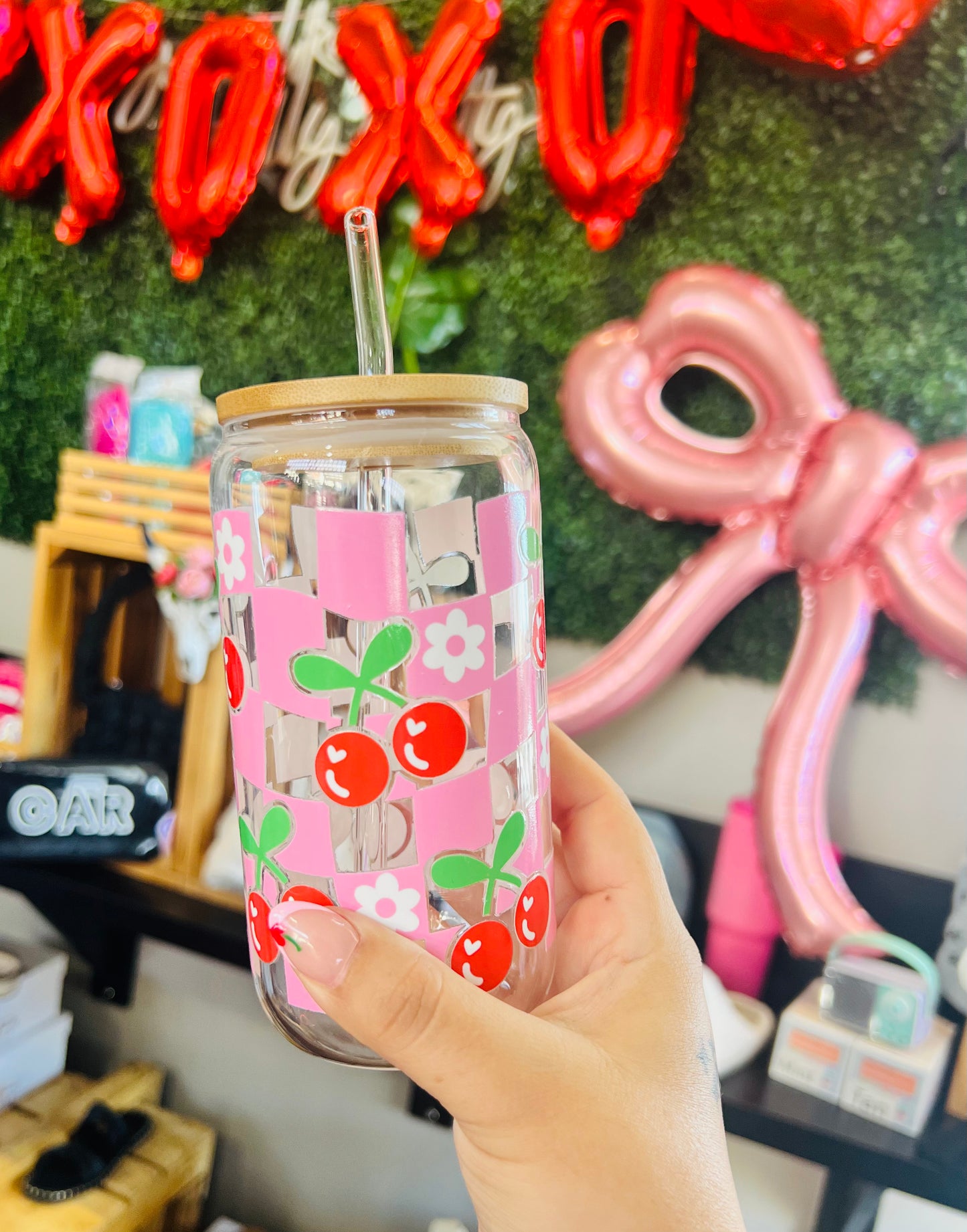 CHERRY CHECKERED SODA CUP