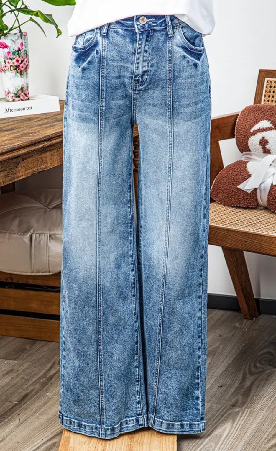 WIDE LEG CENTRAL SEAM HW JEANS