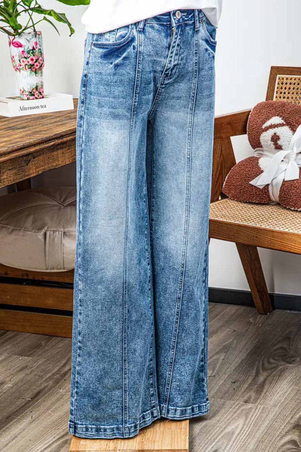 WIDE LEG CENTRAL SEAM HW JEANS