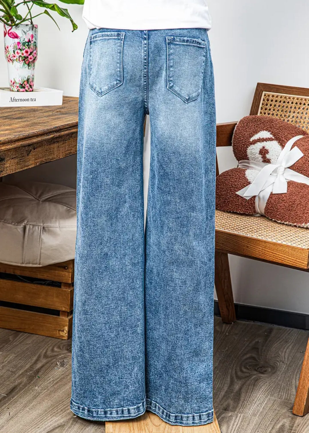 WIDE LEG CENTRAL SEAM HW JEANS