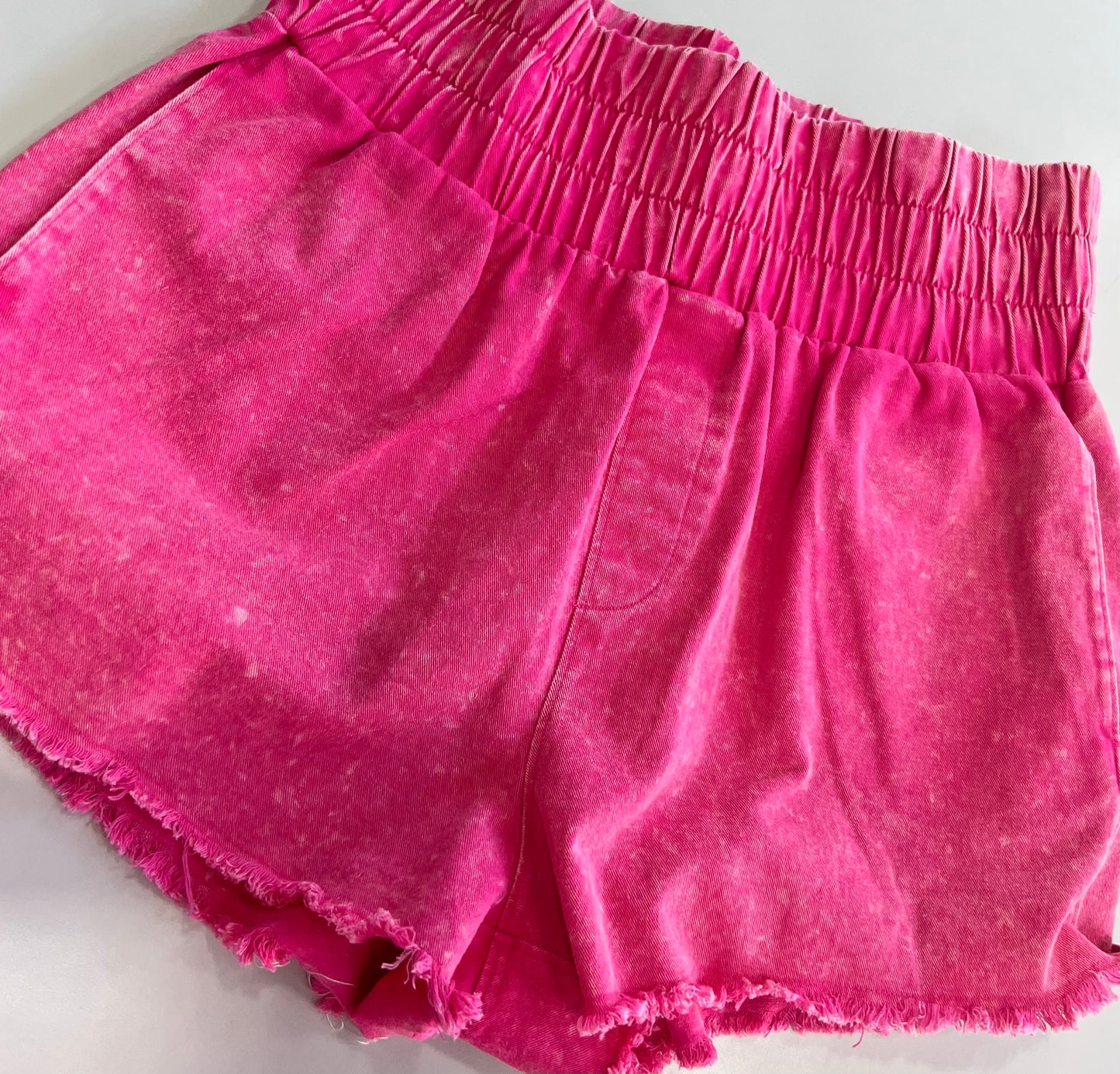 Hot Pink Washed Twill Shorts