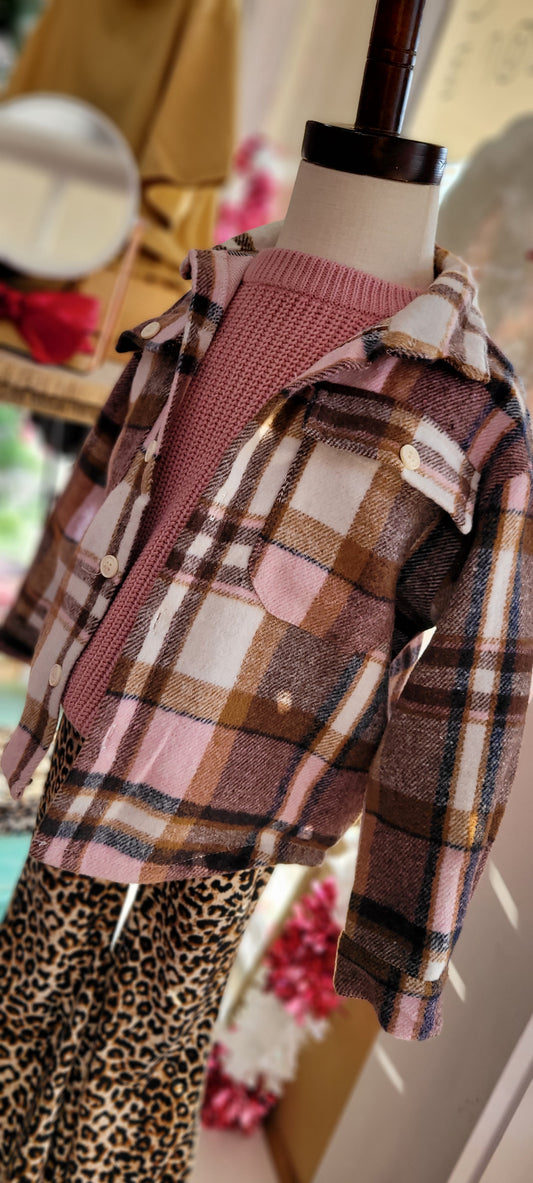 Pink/Tan Plaid Shacket