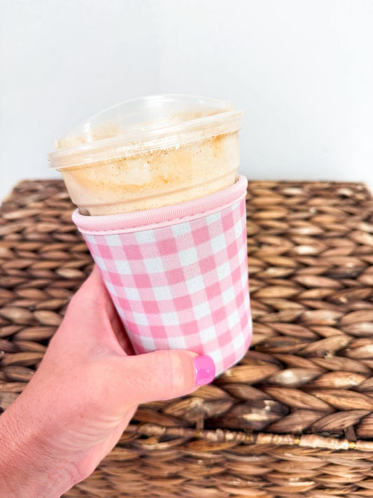 Pink Checkered Koozie