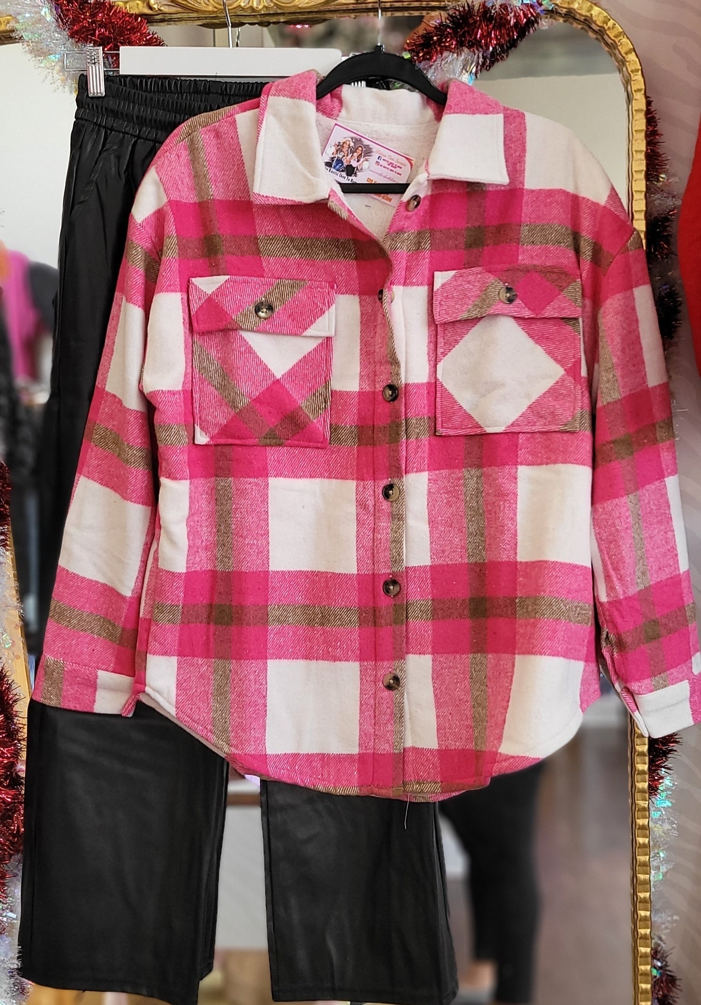 PINK PLAID SHACKET