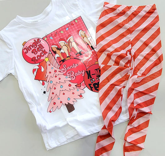 Candy Cane Mesh Tights