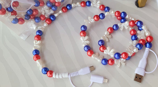 DUO END RED BLUE BOW PHONE CHARGER