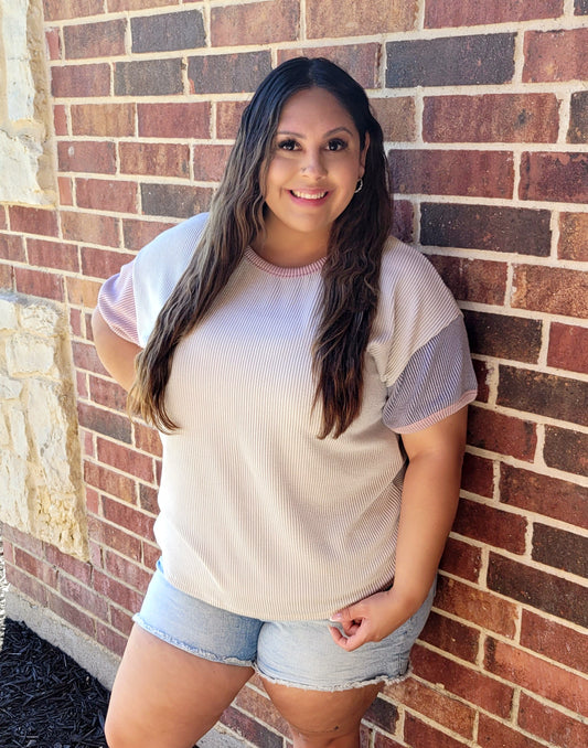 RIBBED COLORBLOCK TOP