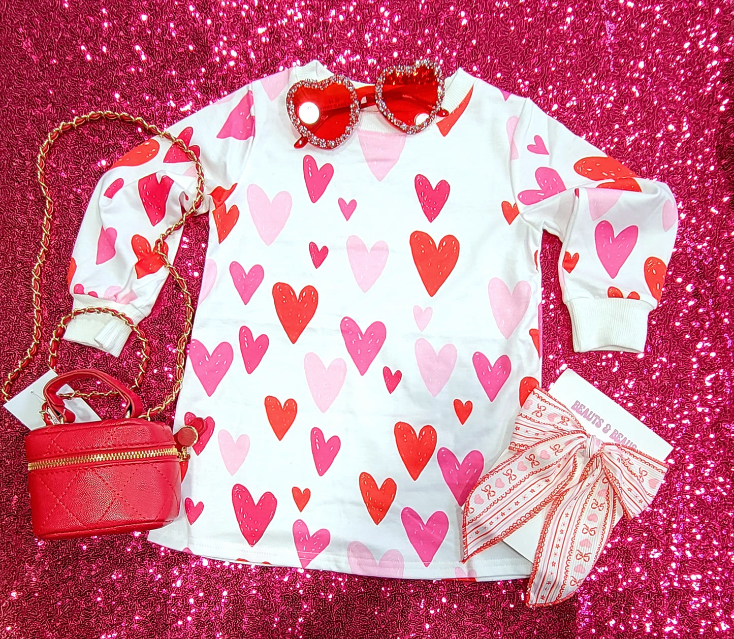 MULTI-HEART TSHIRT DRESS