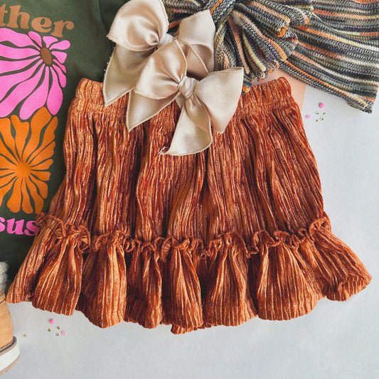 Rust Pleated Skirt