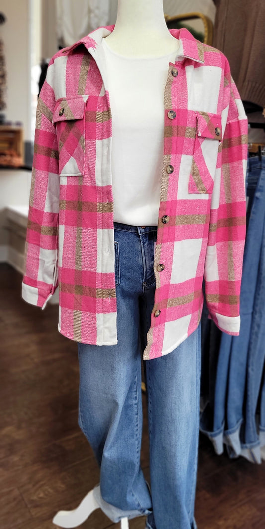 PINK PLAID SHACKET