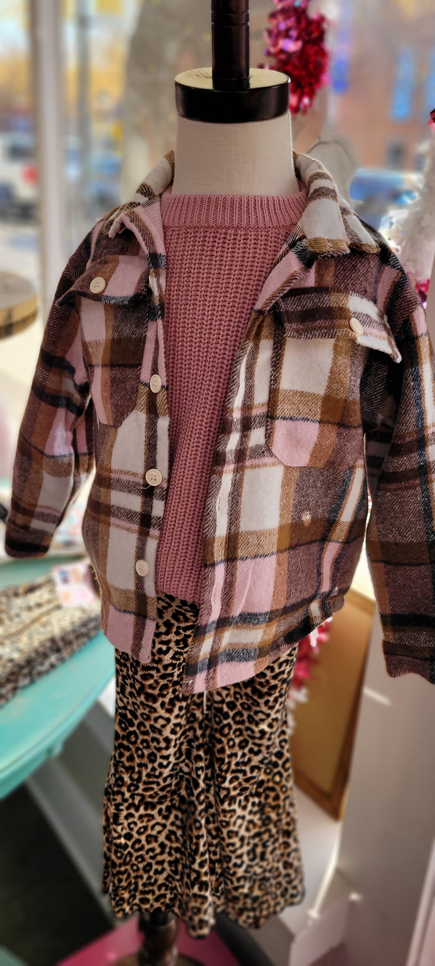 Pink/Tan Plaid Shacket