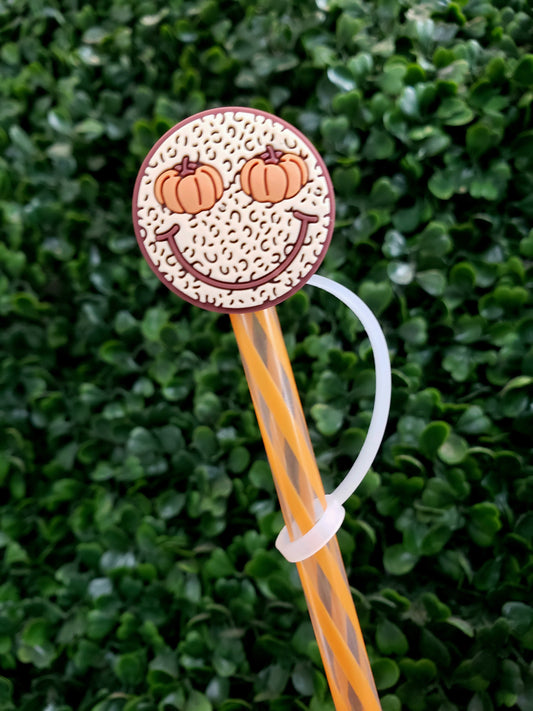 PUMPKIN HAPPY FACE STRAW TOPPER