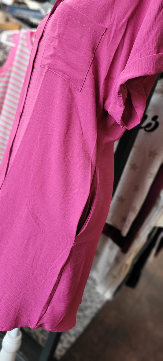 MAUVE BUTTON UP SHIRT DRESS