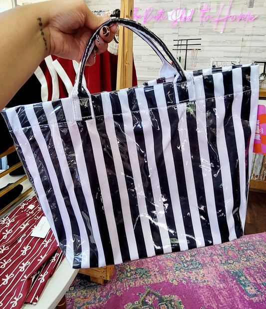 BLACK/WHITE VERTICAL TOTE BAG