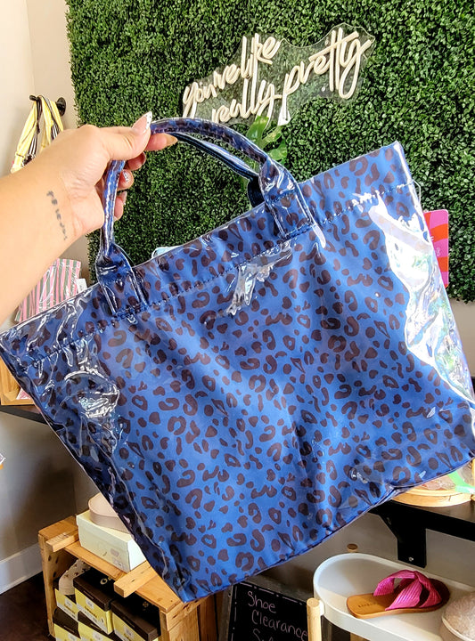 BLUE LEOPARD TOTE BAG