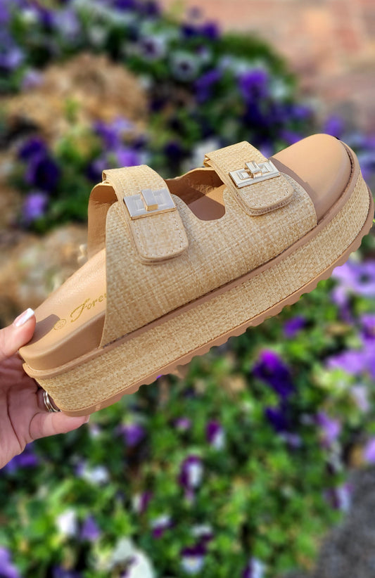 RAFFIA CHUNKY PLATFORM SANDAL