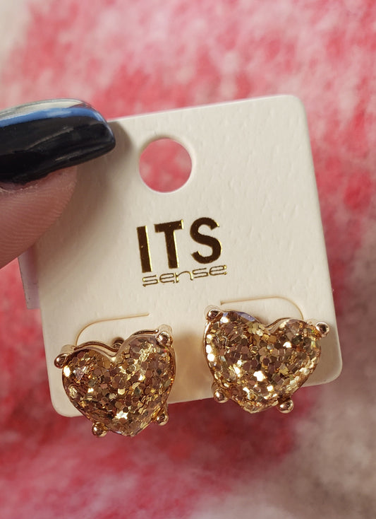 Heart Glitter Studs