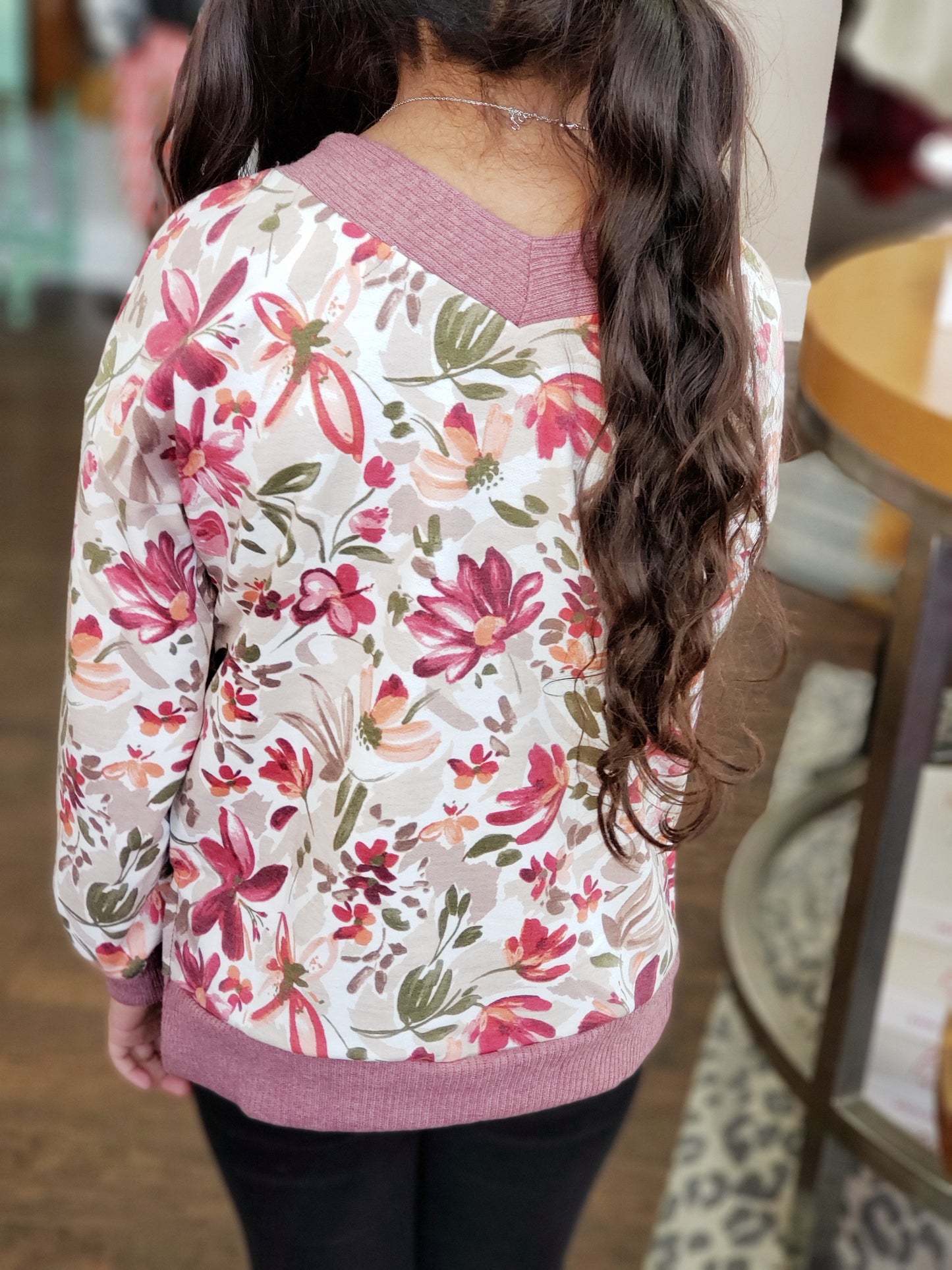 Raspberry Floral Knit Sweater-Tisha