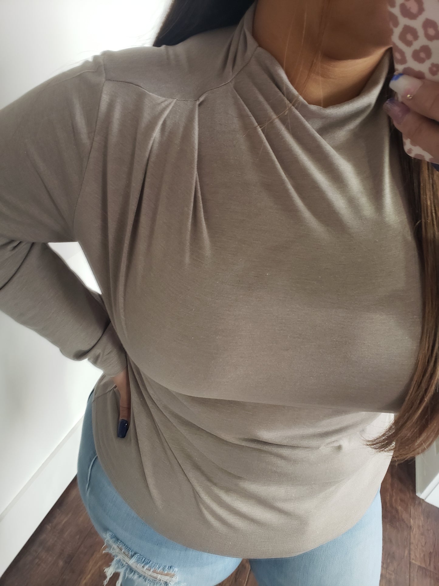 TAUPE HIGHNECK TOP